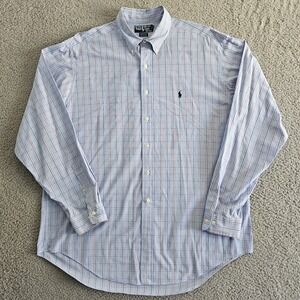Ralph Lauren Yarmouth Shirt Mens XL Plaid Button Down Long Sleeve Preppy Blue